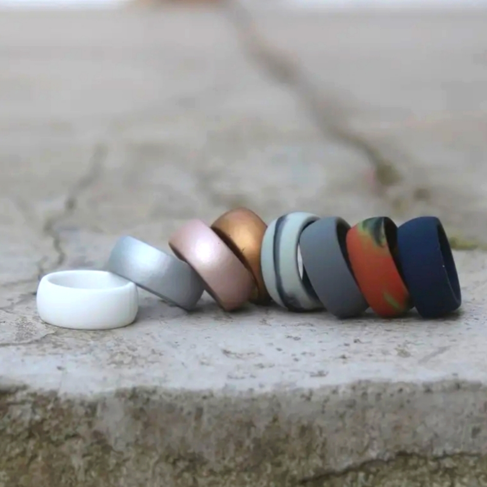 Men Silicone Band Ring Set